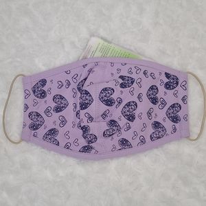 1 Adult Lavender purple hearts print Hikosen Mask